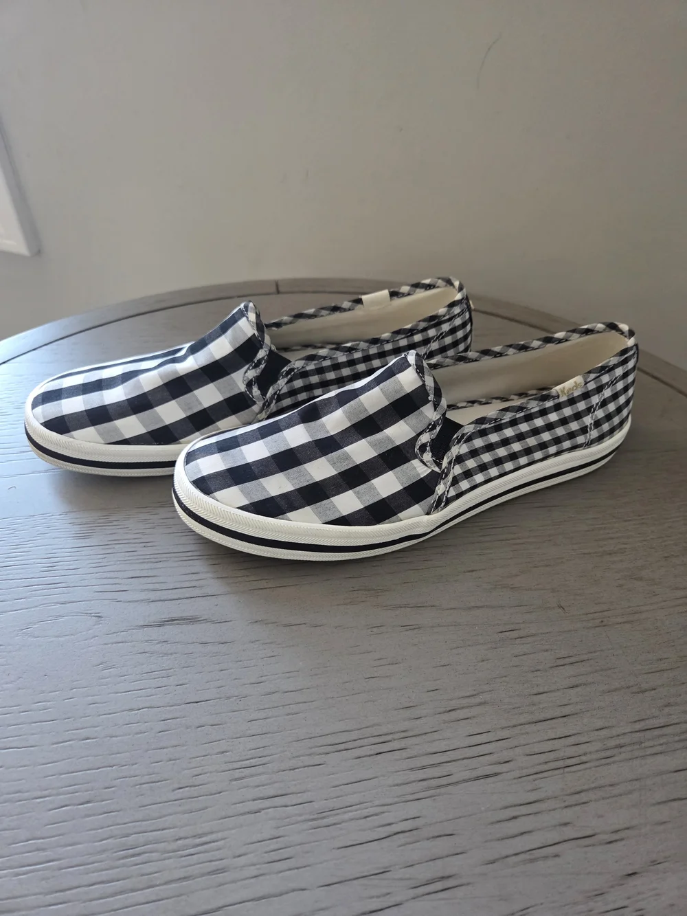 Keds x Kate Spade Black & White Gingham Slip-Ons Womens 7.5